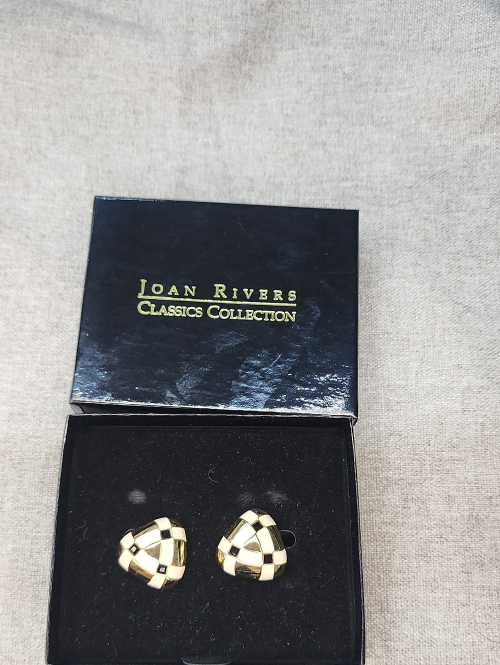 Joan Rivers Gold and Black Woven Triangle Clip-On Earrings